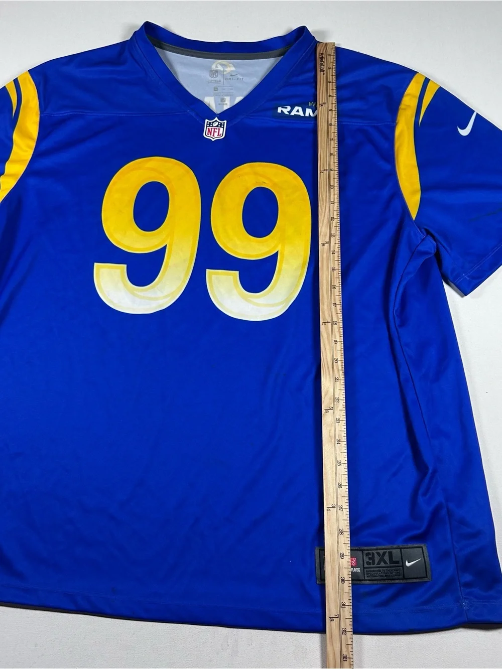 Nike Men's Los Angeles Rams Aaron Donald #99 NFL Jersey Blue Yellow Size 3XL